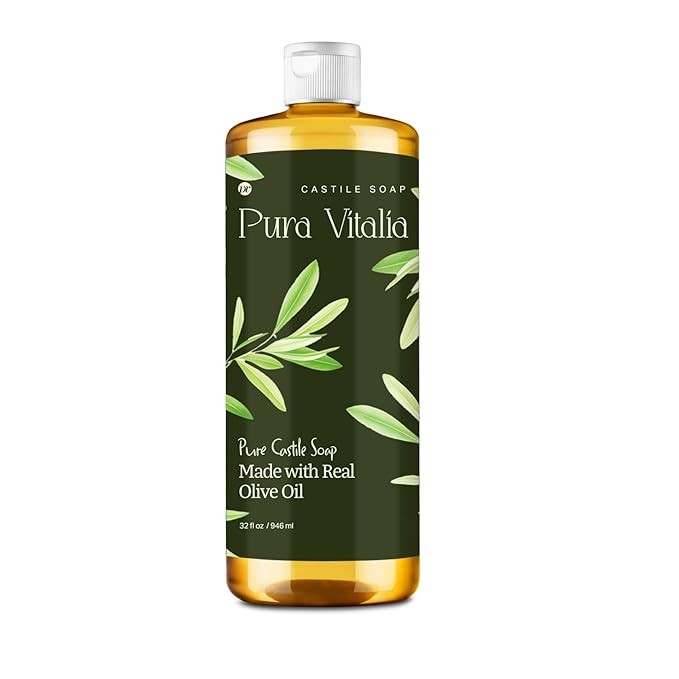 Unscented Organic Castile Soap | Body Wash & Cleanser for Face & Hands | Biodegradable, Eco-Friendly, Palm Oil Free, Vegan & Gentle | Made with 6 Natural Ingredients | 32 oz