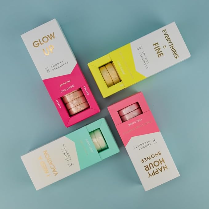 Aromatherapy Shower Steamers - Glow Up - Grapefruit, Set of 8 - Vegan, Cruelty-Free, Made in USA - Paraben, Sulfate & Phthalate-Free - Gift for Her: Birthday, Self Care, Girlfriend Gifts