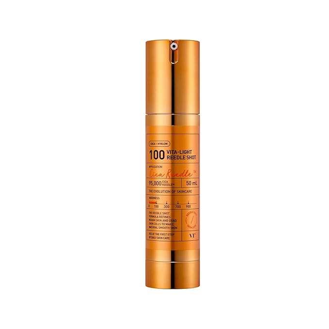 VT COSMETICS Vita-Light Reedle Shot 100 Serum with Vitamin C Capsules & Vitamin E Microneedling Formula, Korean Skin Booster, 1.69 fl oz(50ml)