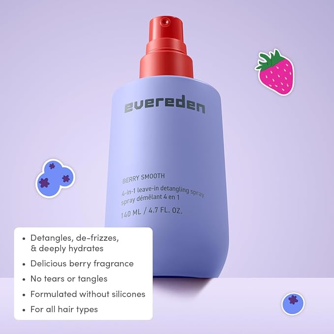 Evereden Kids Travel Set: Clean & Vegan 5-Piece Holiday Gift Set | Multi-Vitamin Skin Care Set for Toddlers with Detangling Spray, Face Wash, Cream, Shampoo, Conditioner | Stocking Stuffers for Kids