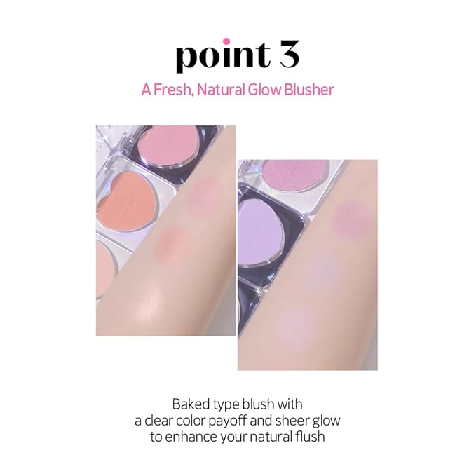 ETUDE Heart Pop Blush, Cool Lavender Cheek Color, Natural Highlight & Glossy Finish, Lightweight Formula, Compact 0.2 oz – Lavender Snow