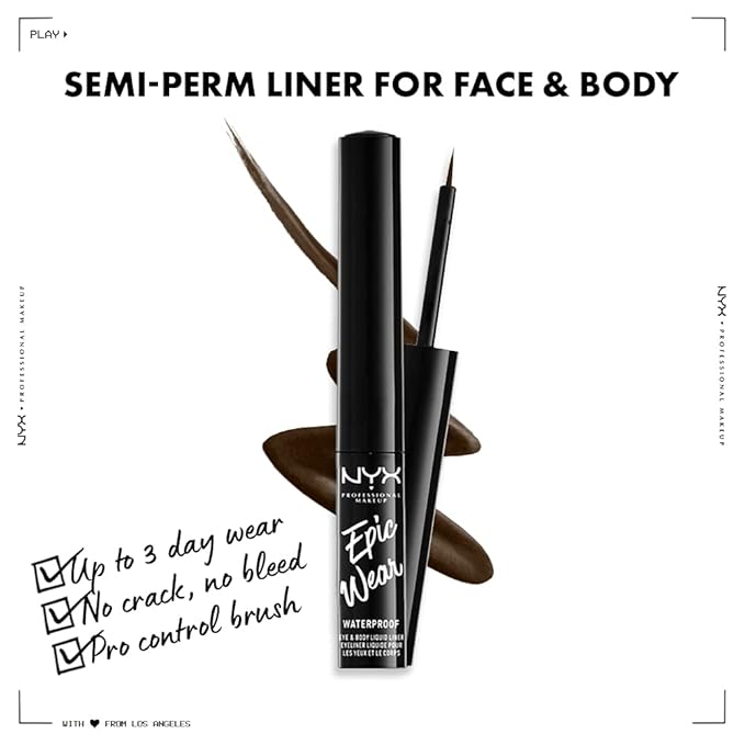 NYX PROFESSIONAL MAKEUP Epic Wear Liquid Liner, Long-Lasting Waterproof Eyeliner - Brown