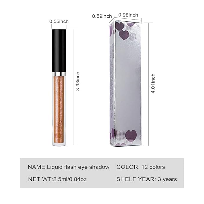 SUAKE Liquid Sparkling Glitter Eyeshadow Stick Pack - High Pigment Shimmer Metallic Eye Shadow, Long-Lasting, White Blue Black Gold Purple Bold Colors,Quicking-Dry (3#-Champange, Pack of 1)