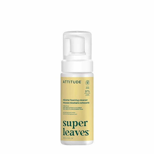 ATTITUDE Micellar Foaming Facial Cleanser, EWG Verified, Dermatologically Tested, Plant and Mineral-Based, Vegan, Earl Grey & Fresh Cucumber Scent, 5 Fl Oz