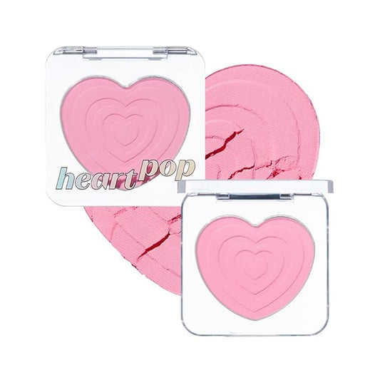 ETUDE Heart Pop Duo Blush, Cool Coral Pink Cheek Colors, Vibrant Glow & Glossy Finish, Layering Formula, Compact 0.2 oz – Cool Punch Aid