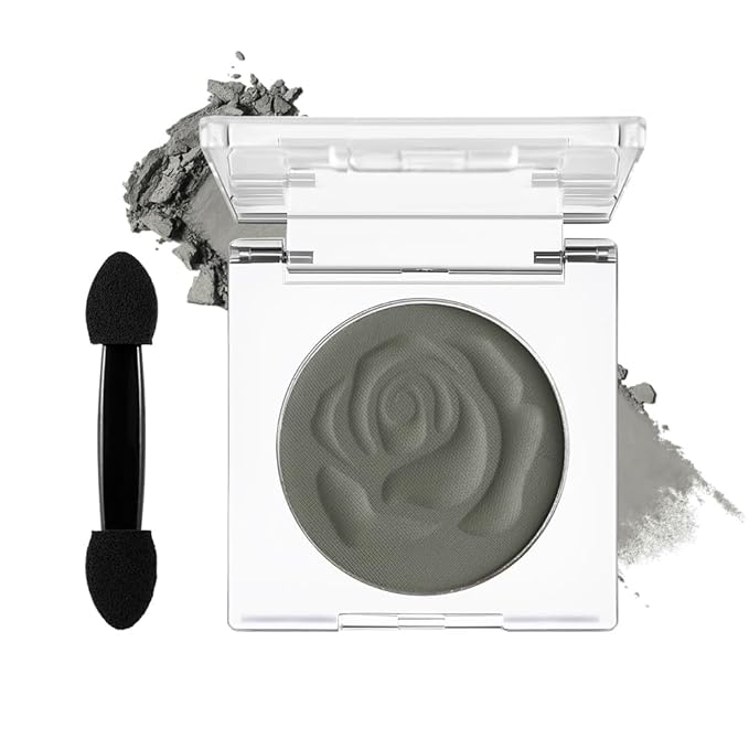 DE'LANCI Dark Gray Eyeshadow Matte, Single Matte Grey Eyeshadow Palette Longwear Natural Grey Eyes Makeup, Punk Goth Smokey Gray Eye Shadow Makeup, Blendable Sombra de Ojos Gris Day & Night Makeup,04