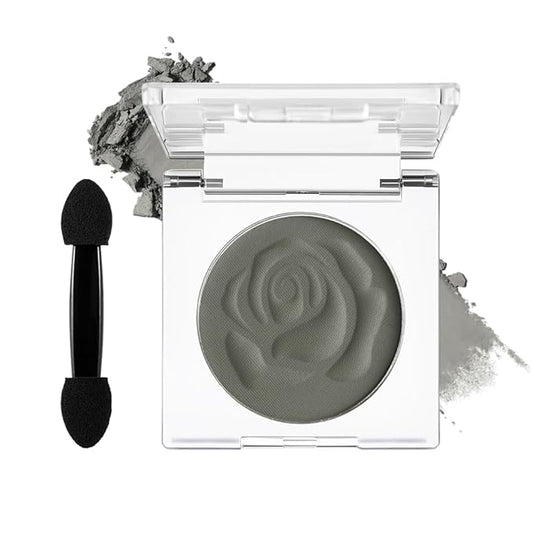 DE'LANCI Dark Gray Eyeshadow Matte, Single Matte Grey Eyeshadow Palette Longwear Natural Grey Eyes Makeup, Punk Goth Smokey Gray Eye Shadow Makeup, Blendable Sombra de Ojos Gris Day & Night Makeup,04