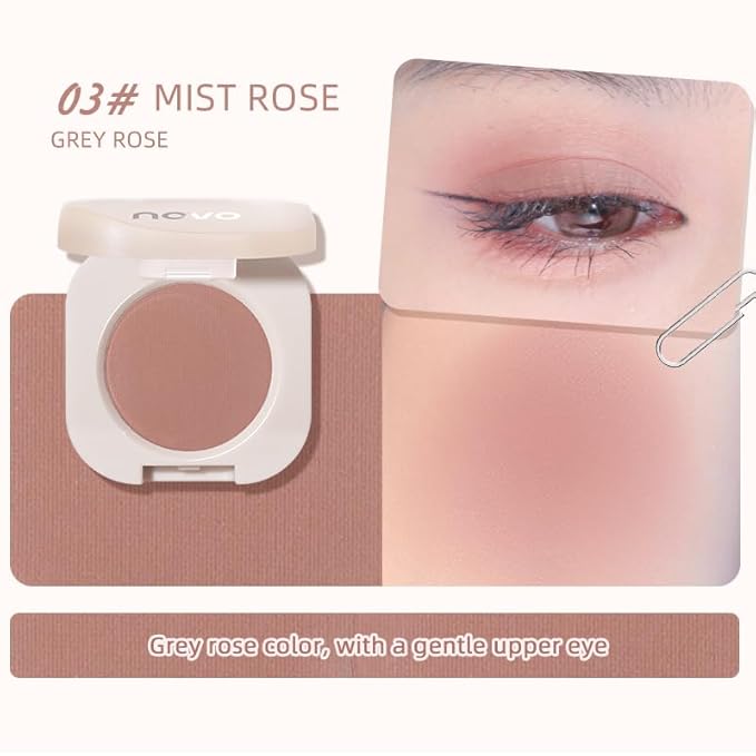 BestLand Ultra-Fine Pressed Pigment Single Eyeshadow – Lightweight, Highly Blendable Formula Monochrome Eye Shadow, 12 Rich Matte/Shimmer Shades for Makeup, Vegan & Cruelty-Free (#03 Mist Rose)