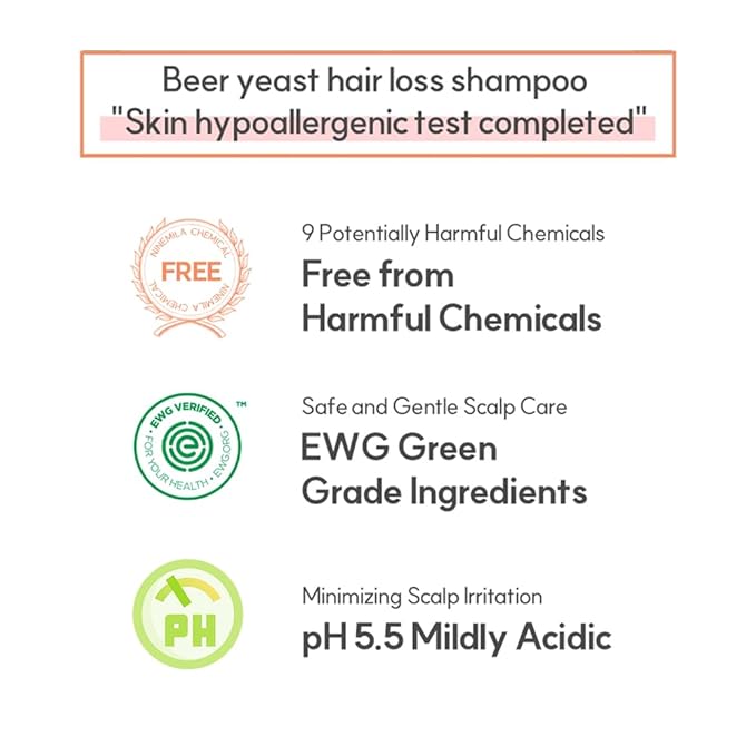 NINEMILA Calming Beer Shampoo with Biotin & Collagen for Thinning Hair, Postpartum Care, Hard Water Safe, Vegan, Sulfate-Free, Paraben-Free, Color-Safe Formula, 16.9 Fl oz