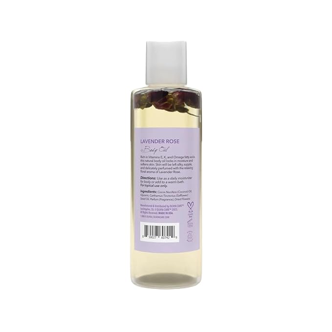 Olivia Care Body Oil Lavender Rose Vegan & Natural Perfume Oil For Women | Hydrating After Bath Oil- Infused with VITAMIN E, K & Omega Fatty Acids - Reduce Dry Skin, Anti-Aging (Lavender Rose)