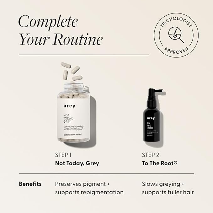 Arey Not Today, Grey Daily Hair Supplement for Women & Men | Slows Grey Hair Growth in 3–6 Months | Support for Thicker, Healthier Hair | Biotin, B + D Vitamins | Vegan & Gluten-Free (3 Months)