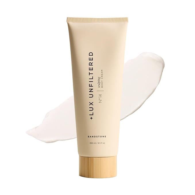 + Lux Unfiltered N°14 Sculpting, Firming, & Conditioning Body Cream for Women - Firming Body Lotion with Peptide Blend & Caffeine - Tones, Sculpts, & Hydrates - Vegan & Cruelty Free - Sandstone