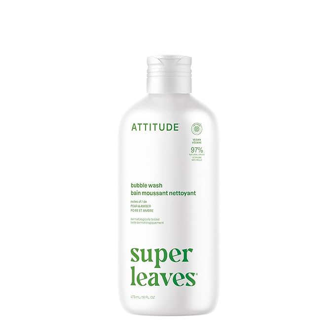 ATTITUDE Bubble Bath, EWG Verified, Plant and Mineral-Based, Dermatologically Tested, Vegan Body Care Products, Olive Leaves, 16 Fl Oz