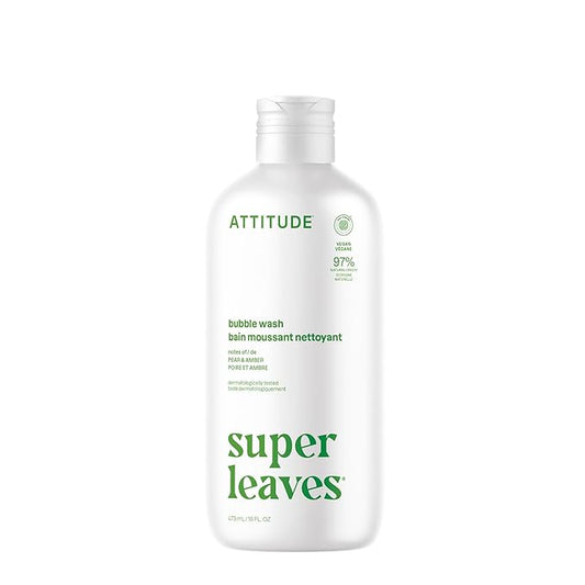 ATTITUDE Bubble Bath, EWG Verified, Plant and Mineral-Based, Dermatologically Tested, Vegan Body Care Products, Olive Leaves, 16 Fl Oz