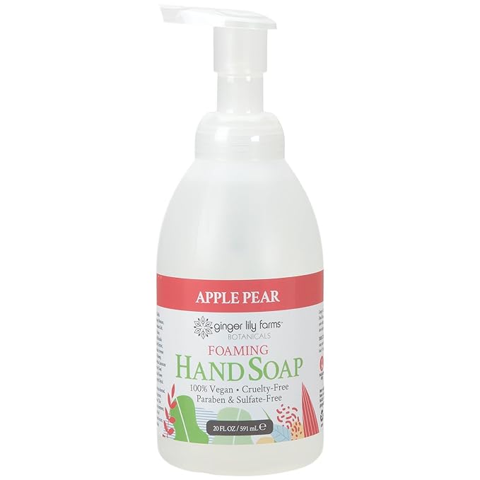 Ginger Lily Farms Botanicals All-Purpose Foaming Hand Soap Refill, 100% Vegan & Cruelty-Free, Apple Pear Scent, 20 Fl Oz (Pack of 8)