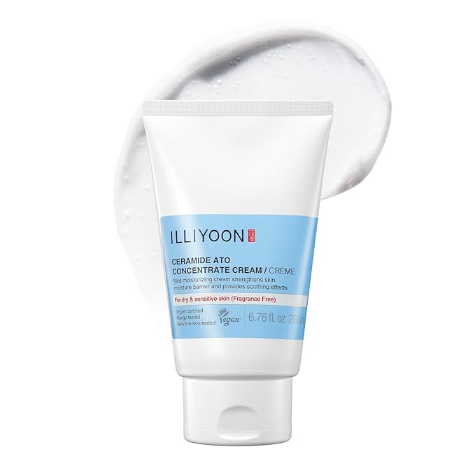 Illiyoon Ceramide Ato Concentrate Cream | Moisturizer for Dry & Sensitive Skin, 100hr Lasting Hydration, For Face & Body, Gentle for Infants, Moisture Barrier Repair, Vegan Certified, 6.76 fl.oz.