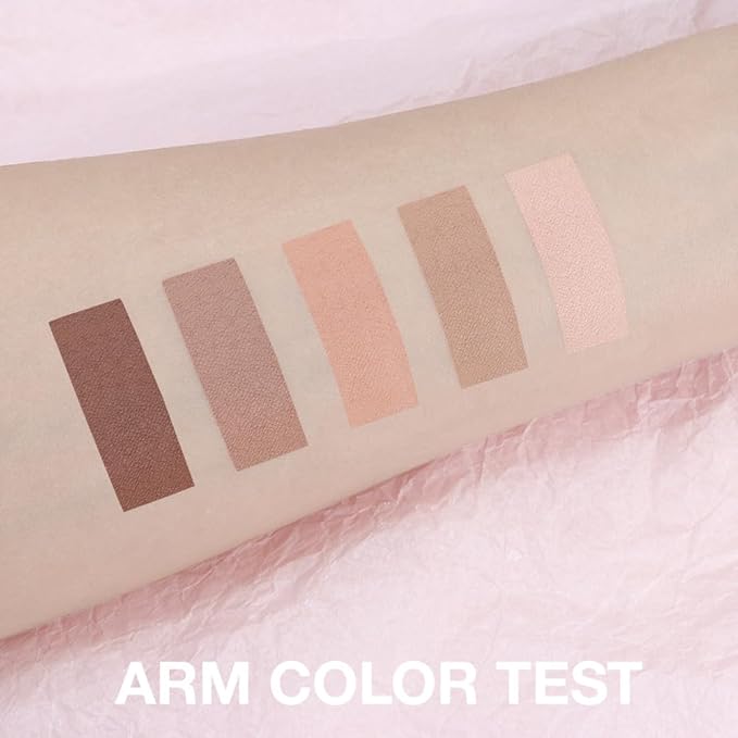 Mini 5-Color Matte Nude Neutral Brown Eyeshadow Palette – Soft Ivory, Peach Nude & Mocha Browns, High Pigment Blendable Long-Lasting All Matte Eye Shadow Kit for Daily Natural Makeup & Mature Eyes