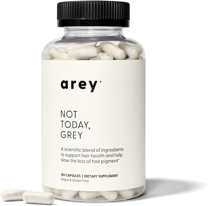 Arey Not Today, Grey Daily Hair Supplement for Women & Men | Slows Grey Hair Growth in 3–6 Months | Support for Thicker, Healthier Hair | Biotin, B + D Vitamins | Vegan & Gluten-Free (3 Months)
