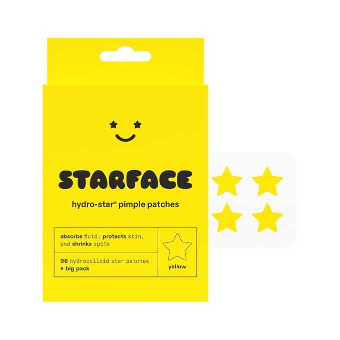 Starface Hydro-Star Yellow Pimple Patches BIG PACK, Hydrocolloid, Clinically Proven Spot Shrinking in 6 Hours, Absorb Fluid and Reduce Redness, Vegan and Cruelty-Free Skincare (96 Count)