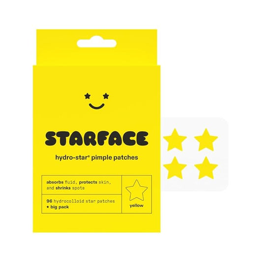 Starface Hydro-Star Yellow Pimple Patches BIG PACK, Hydrocolloid, Clinically Proven Spot Shrinking in 6 Hours, Absorb Fluid and Reduce Redness, Vegan and Cruelty-Free Skincare (96 Count)