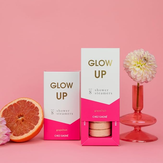 Aromatherapy Shower Steamers - Glow Up - Grapefruit, Set of 8 - Vegan, Cruelty-Free, Made in USA - Paraben, Sulfate & Phthalate-Free - Gift for Her: Birthday, Self Care, Girlfriend Gifts