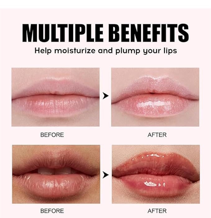 8 Colors Lip Plumping Gloss With Big Brush Head, Moisturizing Formula, Visibly Defines & Plumps Lips Repairing Lightening Lines Fresh Clear Smooth Care (# 06)