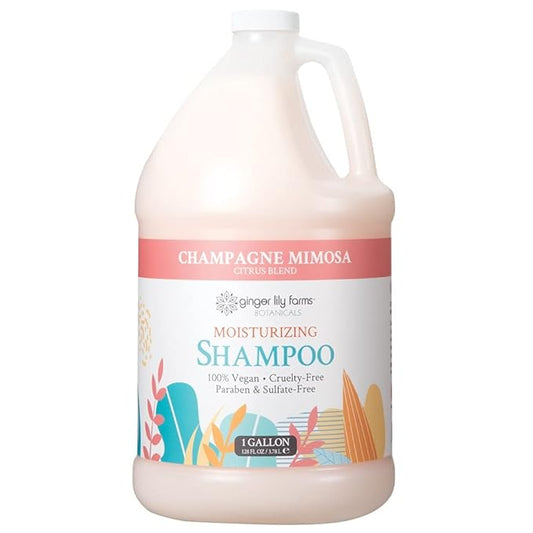 Ginger Lily Farms Botanicals Moisturizing Shampoo for All Hair Types, Champagne Mimosa, 100% Vegan & Cruelty-Free, Citrus Blend Scent, 1 Gallon (128 fl oz) Refill