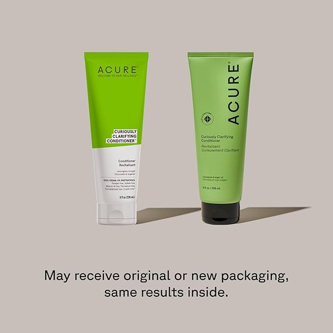 Acure Curiously Clarifying Shampoo and Conditioner Set - Daily Deep Cleansing & Hydrating Set for Women & Men, Detox for Oily Hair & Scalp Build Up, Paraben Free, Sulfate Free - 8 fl oz (2 Pack)