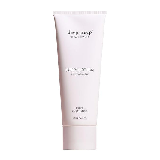 Deep Steep Body Lotion, Pure Coconut, 8 oz – Moisturizer with Coconut Oil, Shea Butter, Argan Oil, Aloe Vera & Niacinamide – Vegan, Clean Beauty, Daily Skin Hydration