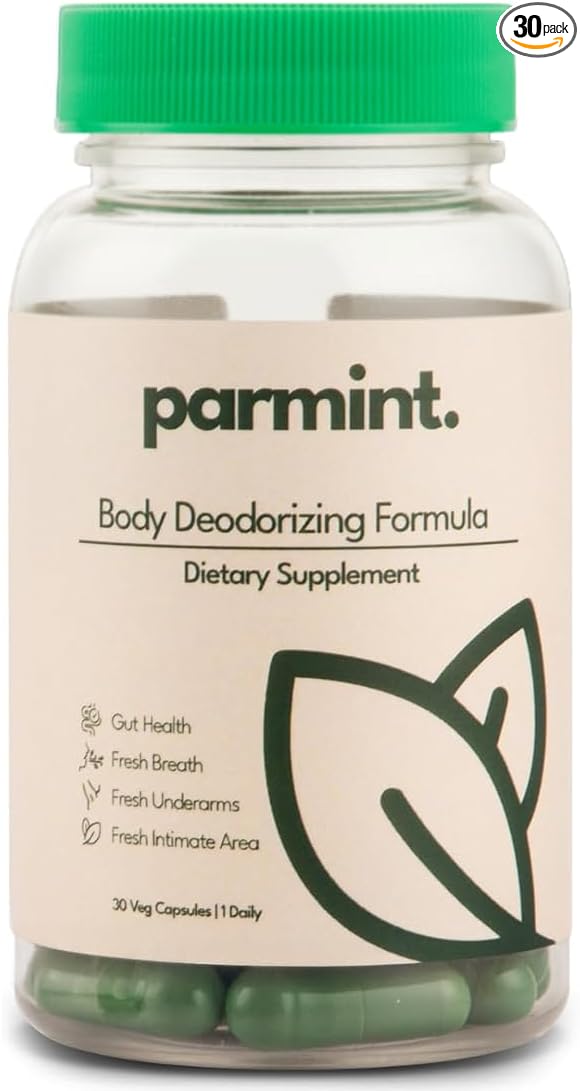 Whole Body Natural Deodorizing Supplement, Vegan & Organic Internal Freshness Capsules for Underarms Odor, Bad Breath, Old People Smell, Feet Odor, Gluten Free, 30 Capsules 1 Daily (1-Month Supply)