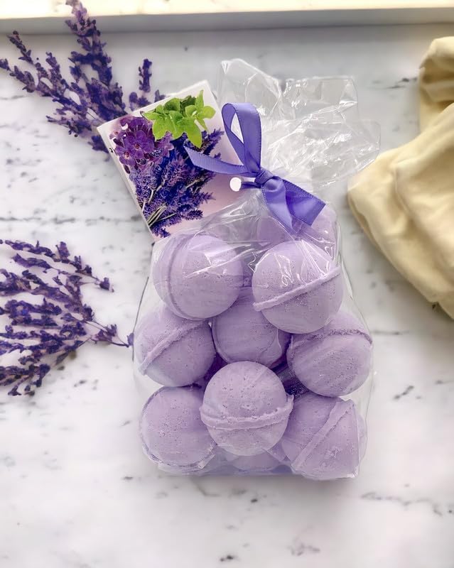 Bath Bombs 14 Set 1 oz/ea, Natural & Organic, USA Handmade | Aromatic Bath Fizzies | Nourishing, Shea & Coco Butter | Gift Idea | Vegan & Cruelty-Free, Soothing & Calming - Tassie Lavender