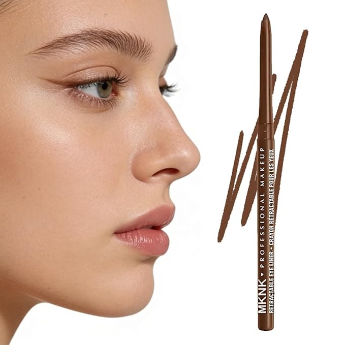 4Pcs Retractable Creamy Eyeliner & Eyeshadow Sticks for Women, Black White Brown Blue Purple Green Gray Colors, Ultra Pigmented Eye Pencils, Matte Satin Finish,Vegan (4 Pcs: 05# Light Brown)