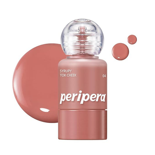 PERIPERA SYRUPY TOK CHEEK, Liquid Blush, Dewy Finish and Hydrates All day, Soft Velvet Texture Face Cheek Tint (04 SUNSHINE FIG, One Size)