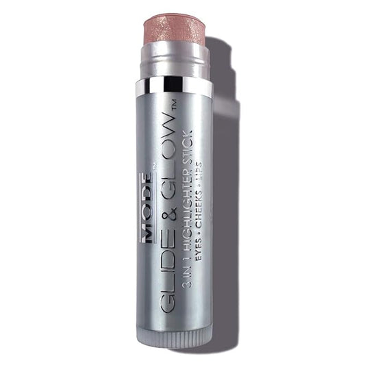 MODE Glide & Glow 3 in 1 Highlighter Creamy Color Makeup Stick, Long Wear Glowing Radiance for Eyes, Cheeks, Lips, Nourishing Natural Skincare, Vegan – ARISTO BABE – Taupe Rose Gold Pearl, 0.15 oz