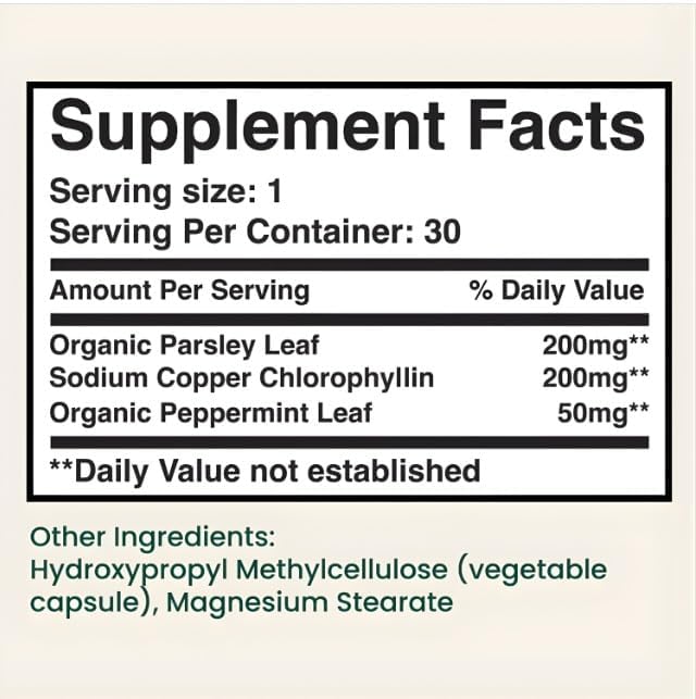 Whole Body Natural Deodorizing Supplement, Vegan & Organic Internal Freshness Capsules for Underarms Odor, Bad Breath, Old People Smell, Feet Odor, Gluten Free, 30 Capsules 1 Daily (1-Month Supply)
