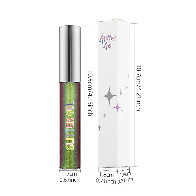 2PCS Glitter Liquid Eyeliner Set, Gold & Green Waterproof Smudge-Proof Shimmer Metallic Eyeliner, Quick-Dry Vegan Formula for Party Makeup, Gift for Women ST Patricks Day Accessories