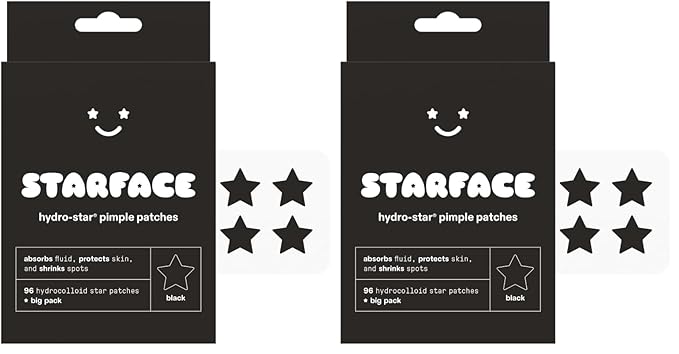 Starface Black Star BIG PACK, Hydrocolloid Pimple Patches, Absorb Fluid and Reduce Redness, Cute Star Shape, Cruelty-Free Skincare (96 Count) (Pack of 2)