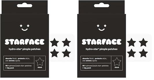 Starface Black Star BIG PACK, Hydrocolloid Pimple Patches, Absorb Fluid and Reduce Redness, Cute Star Shape, Cruelty-Free Skincare (96 Count) (Pack of 2)
