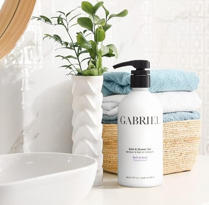Gabriel Skincare Bath & Shower Gel, Natural, Paraben Free, Vegan, Cruelty-free, Non GMO, Infused with Vitamin C and aloe vera, restore natural moisture balance, 16 oz.