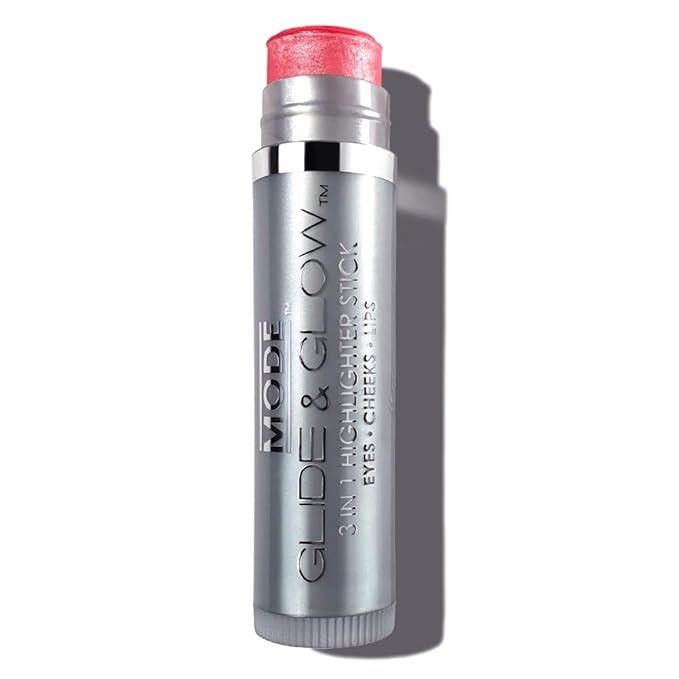 MODE Glide & Glow 3 in 1 Highlighter Creamy Color Makeup Blush Stick, Long Wear Glowing Radiance for Eyes, Cheeks, Lips with Nourishing Natural Skincare, Vegan – GUSTO – Lustrous Coral Pink, 0.15 oz