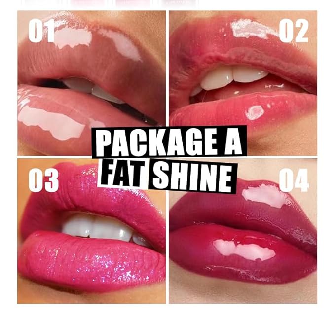 4 Colors Lip Oil Lip Glaze, Big Brush Head Hydrating Lip Glow Oil, Transparent Toot Tinted Nourishing Long Lasting Repairing Lightening Lip Lines (Set A)