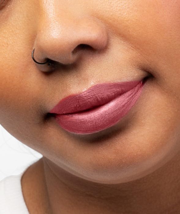 Aromi Dusty Rose Metallic Liquid Lipstick | Rosy Pink Chestnut Lip Color with Shimmery Finish, Vegan, Cruelty-free, Long-lasting, Waterproof (Alpine Bloom)