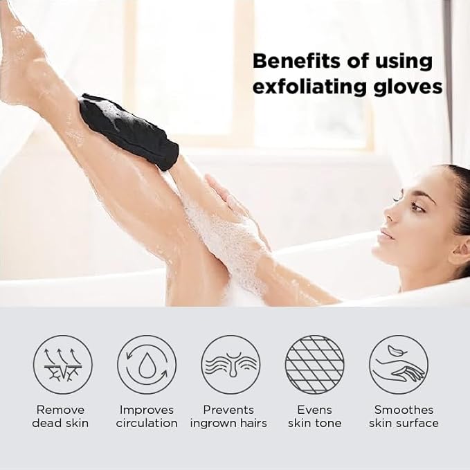 Skincare Premium Exfoliating Mitt – Vegan Viscose exfoliating Kessa Glove for Self-Tan Removal, Keratosis Pilaris & Smooth, Radiant Skin (Black, 1 Mitt)