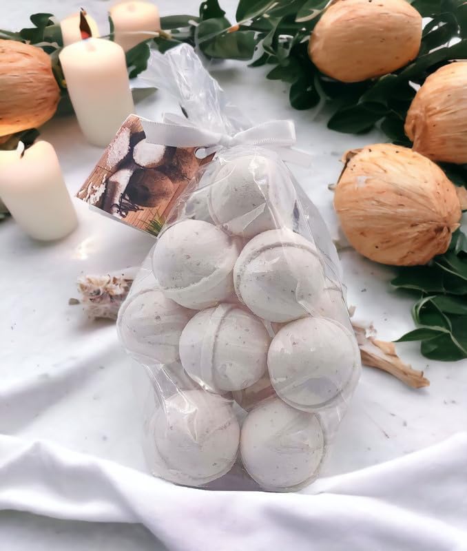 Bath Bombs 14 Set 1 oz/ea, USA Handmade | Shea & Coco Butter | Moisturizng Dry Skin | Gift Idea | Natural Ingredients | Vegan & Cruelty Free | Essential Oils Aromatheraphy - Caribbean Coconut