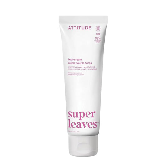 ATTITUDE Body Cream, EWG Verified Moisturizer, Vegan Moisturizing Products For Dry Skin, Dermatologically Tested, White Tea Leaves, 8 Fl Oz