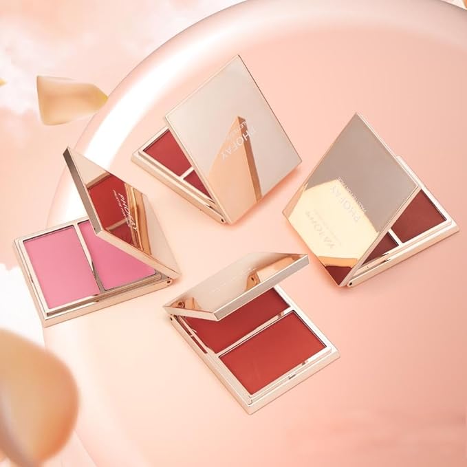 PHOFAY Dual-Texture Contour Palette – Cream & Powder Finish for Natural Radiance, Slim Travel-Friendly Compact, Vegan & Cruelty-Free Formula (04#)