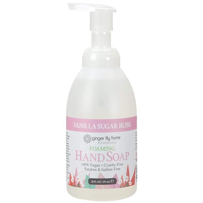 Ginger Lily Farms Botanicals All-Purpose Foaming Hand Soap Refill, 100% Vegan & Cruelty-Free, Vanilla Sugar Bliss Scent, 20 Fl Oz (Pack of 8)