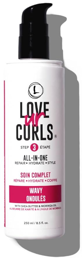 Love Ur Curls LUS Brands All-in-One Styler for Natural Wavy Textured Hair 8.5 oz - Repair, Hydrate, Style in One Easy Step - No Crunch Non-Sticky Hair Care with Shea Butter and Moringa | Repair, Hydrate, No Crunch, Non-Sticky