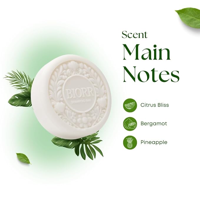 BIORR Rice Water Shampoo Bar for Hair Growth | 3.5 oz | 60+ Washes | Strengthen & Repair Damaged Hair | Sulfate-Free, Vegan, pH-Balanced | Fresh Citrus Scent