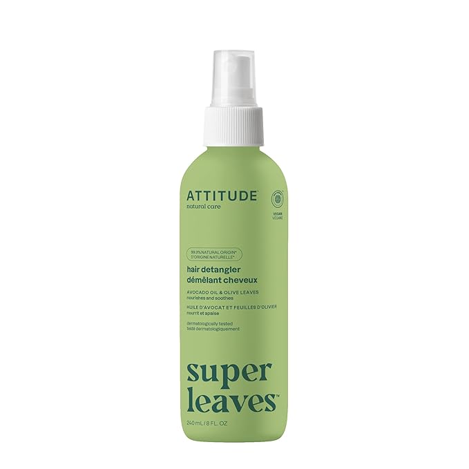 ATTITUDE Detangling Spray, EWG Verified, Vegan & Plant-Based Hair Care, Leave-In for Smooth & Manageable Hair, Pear & Amber Scent, 8 Fl Oz